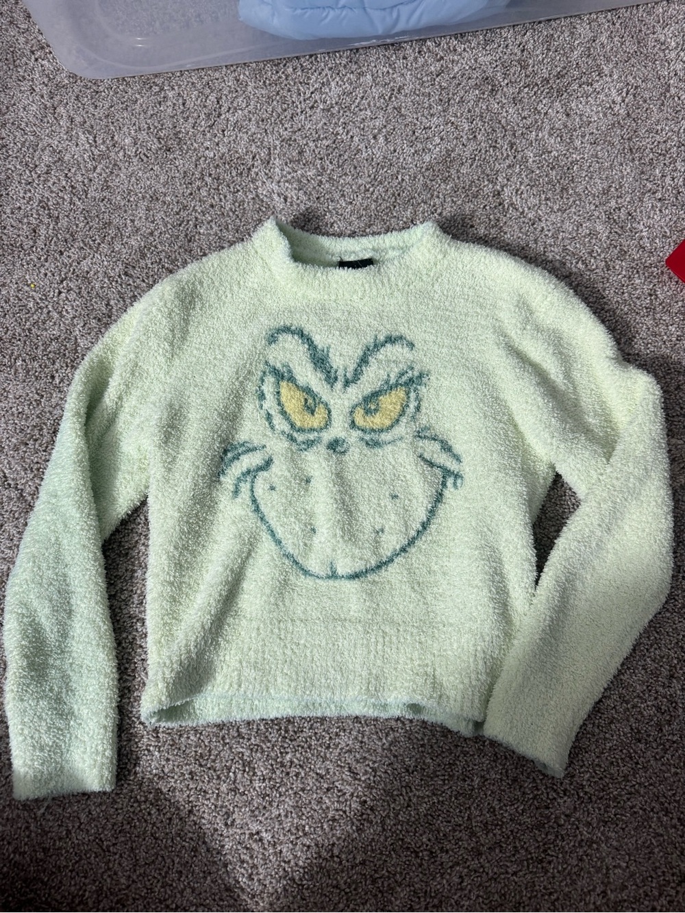 Cozy Green Grinch Face Girls Sweater